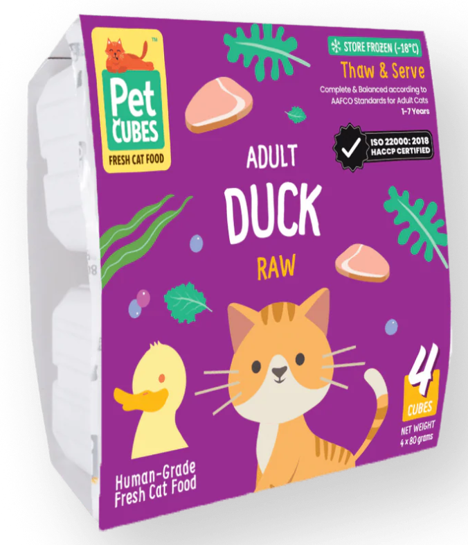 (Bundle deal) Petcubes Cat Raw Duck Formula (1.28kg/ 80g x 4 trays) - Image 2