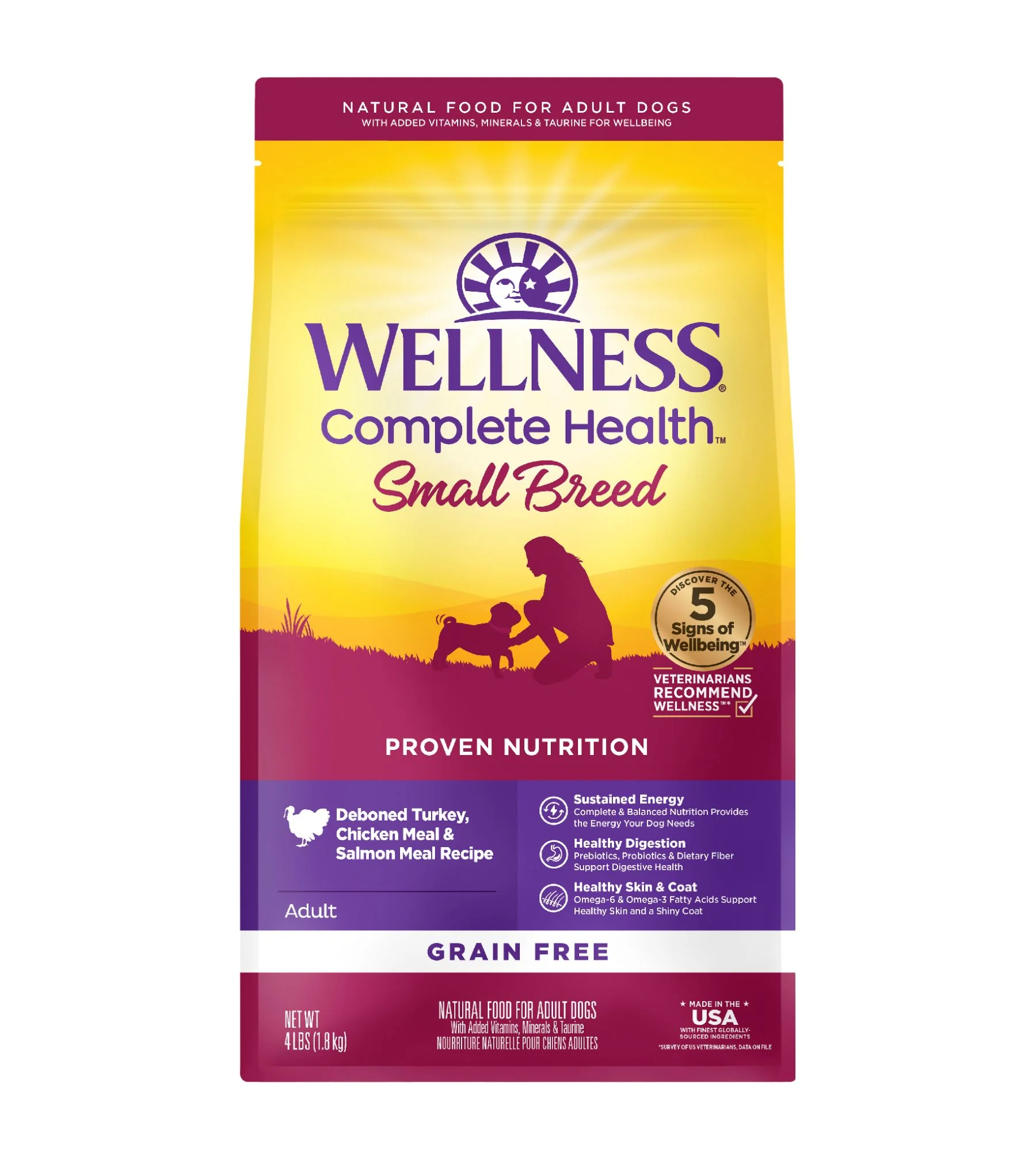 (15% Off Bundle deal) Wellness Complete Health Grain Free Small Breed Dog (Deboned Turkey, Chicken & salmon meal) 4lb, 11lb