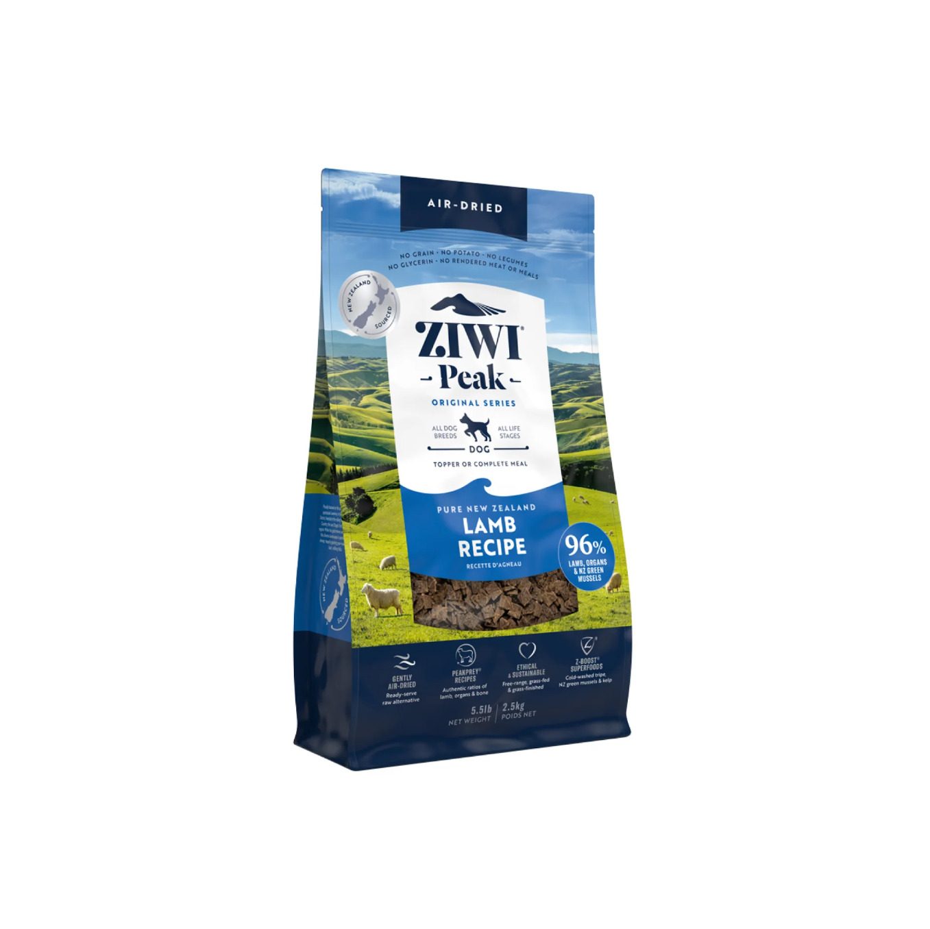 ZiwiPeak Dog Air-Dried Lamb Food (4kg, 2.5kg, 1kg)