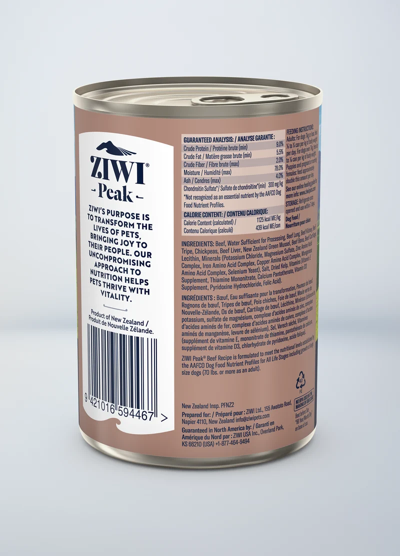 Ziwipeak NZ Dog Beef Grain-Free Canned Food (390g X 12 cans) - Image 3